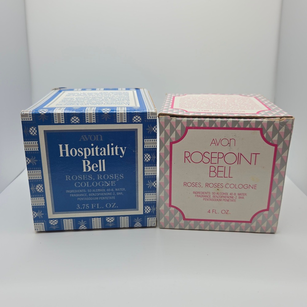 Vintage Avon Roses Roses Cologne Set Hospitality Bell & Rosepoint Bell Sealed